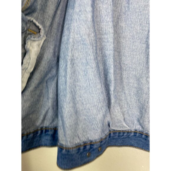 Levis Blue Denim Jean Jacket Womens Plus Size 1X Tracker Button Pockets Moto - Picture 14 of 16
